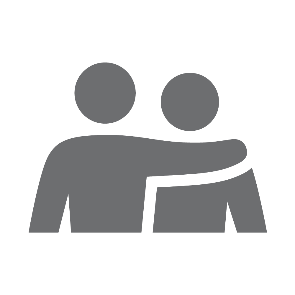 Icon depicting a person with their arm around another person offering comfort