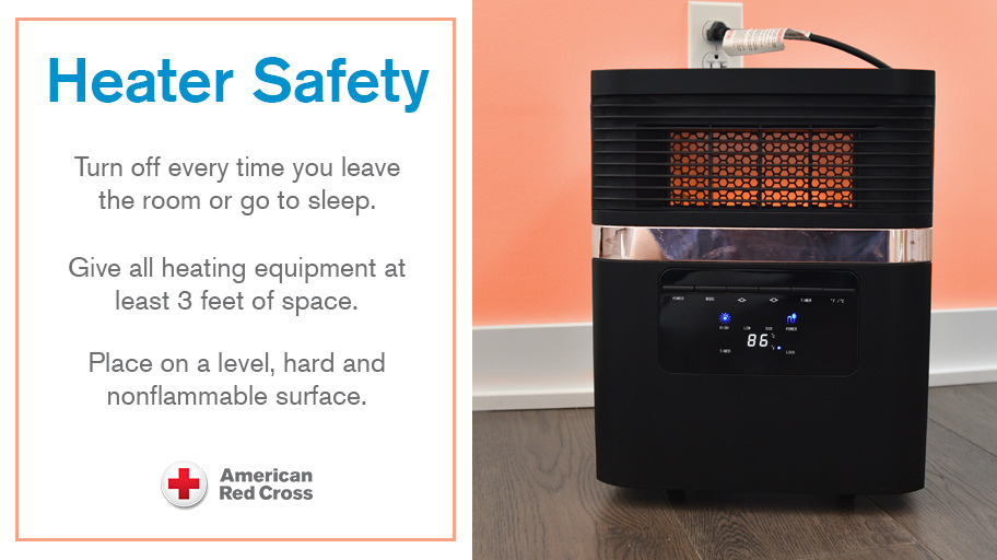 heater safety infographic with red cross logo
