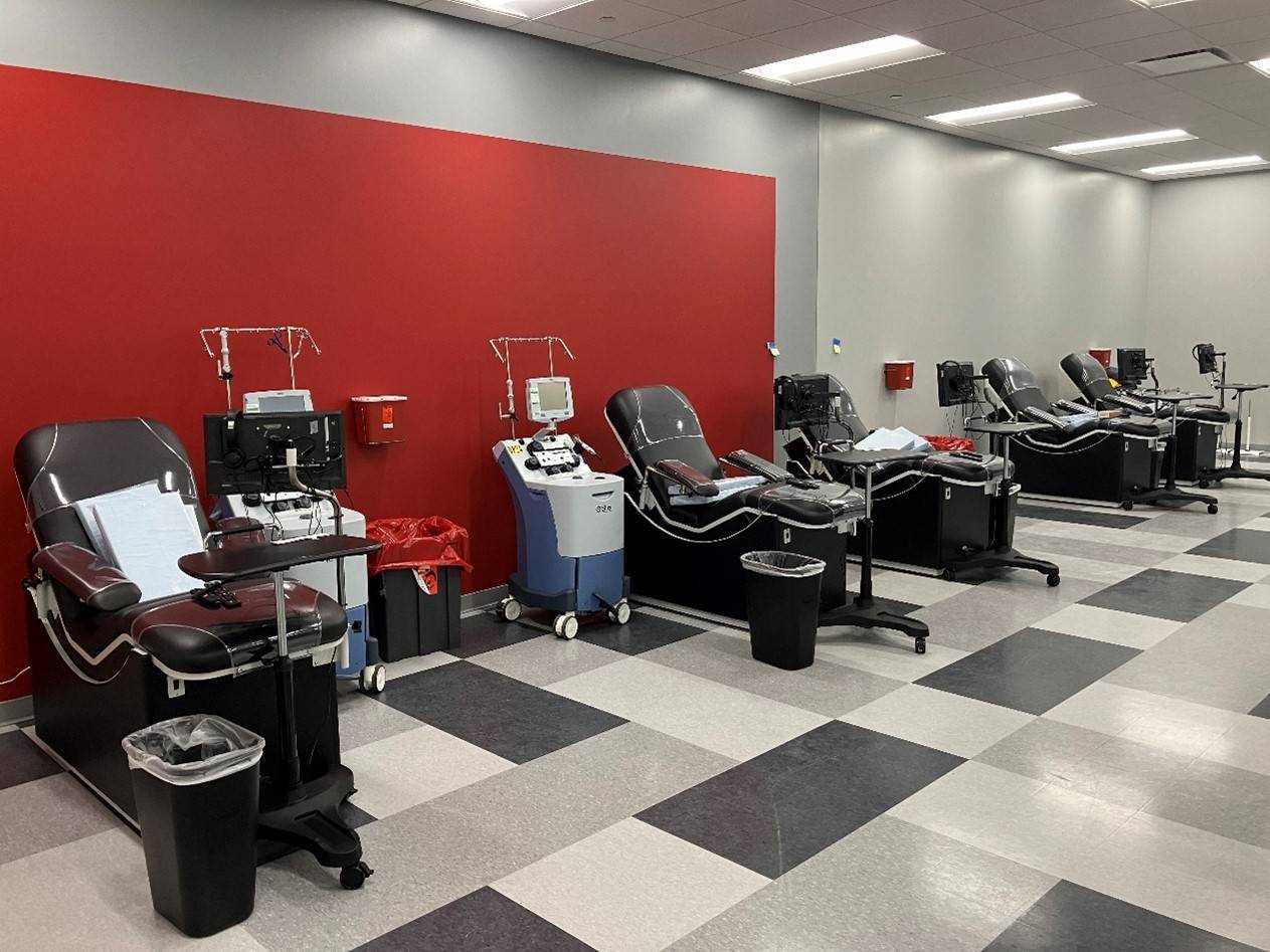 Specialized Donor Centers with blood collecting equipment