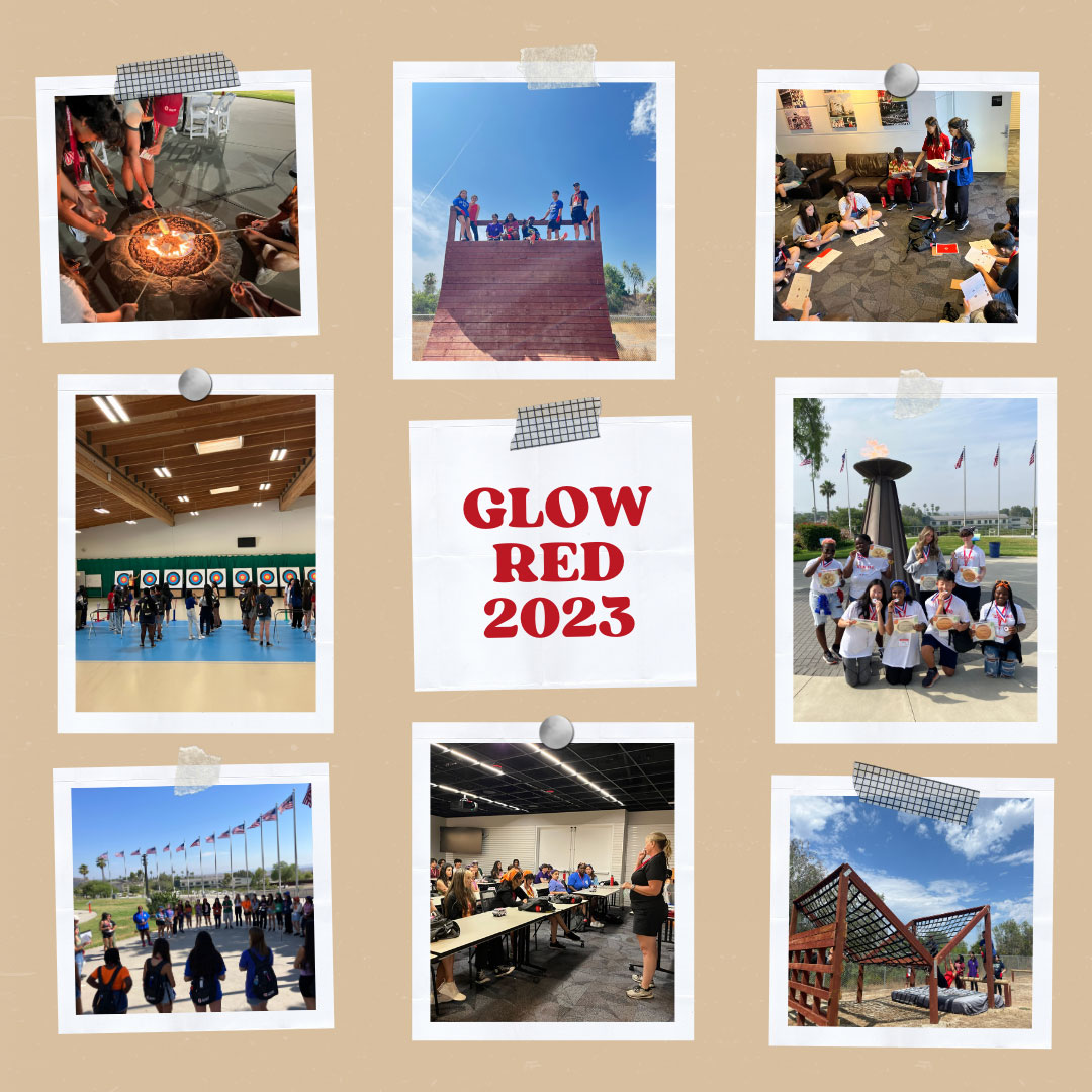 GLOW Red 2023 camp activities photo collage