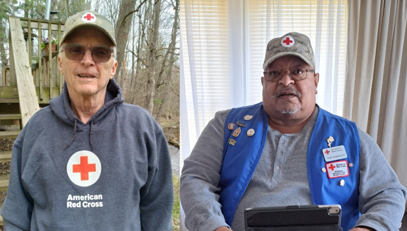 Photo of two Michigan Red Cross Services to the Armed Forces volunteers who won prestigious service award.