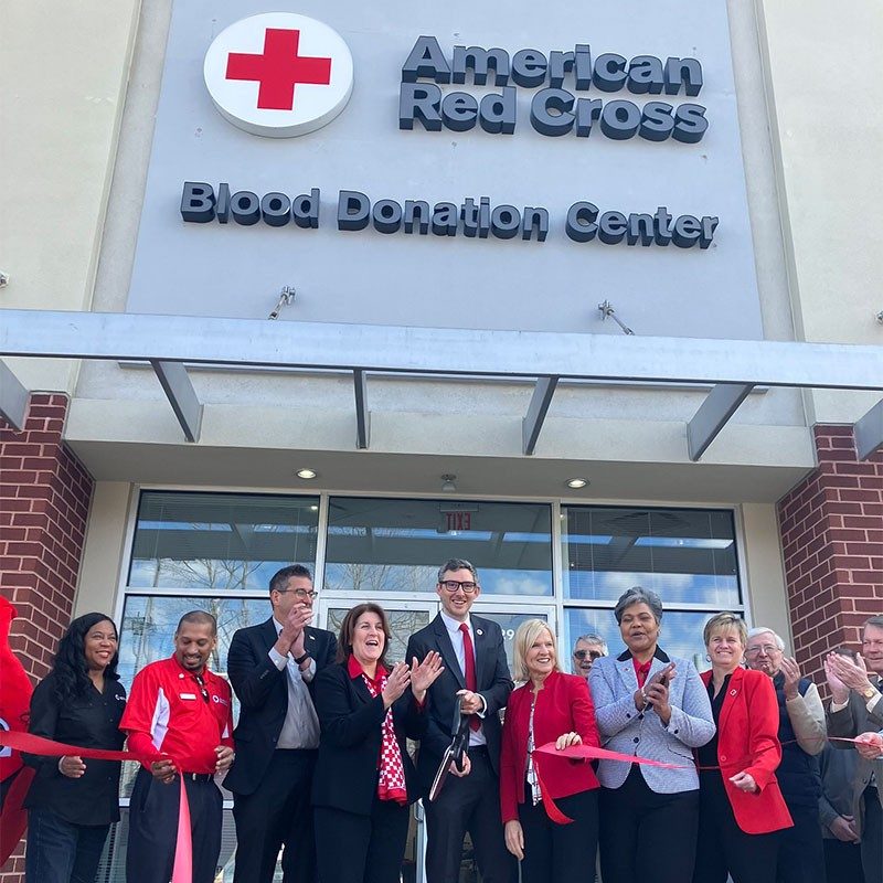 Ribbon cutting ceremony at Red Cross fixed blood donation site