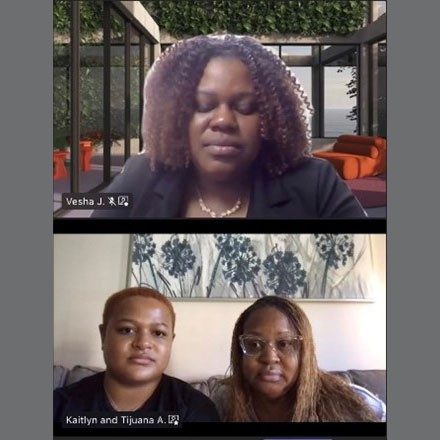 Sickle Cell Awareness Virtual Roundtable with three people on the call.