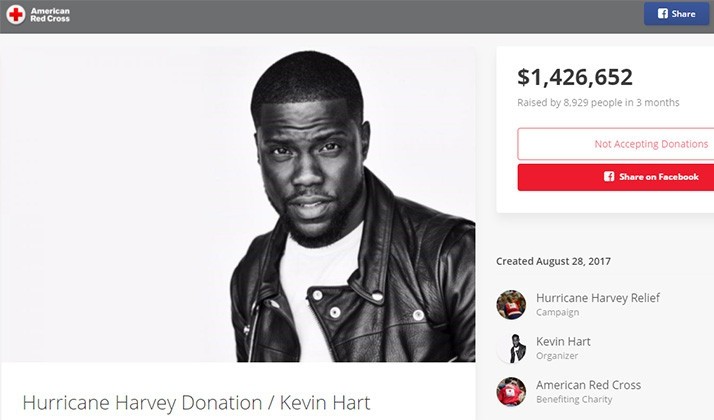 Kevin Hart helping with Hurricane Harvey relief