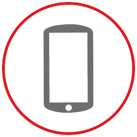 cell phone logo in red circle
