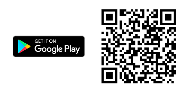 Google Play store icon and QR code