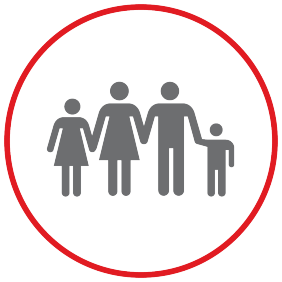 family of 4 icon with red circle around it