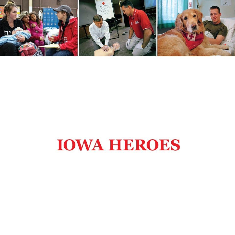 Iowa Heroes event banner with collage of heroes