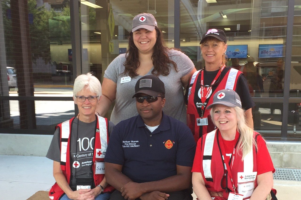 Group photo of five Red Cross volunteers