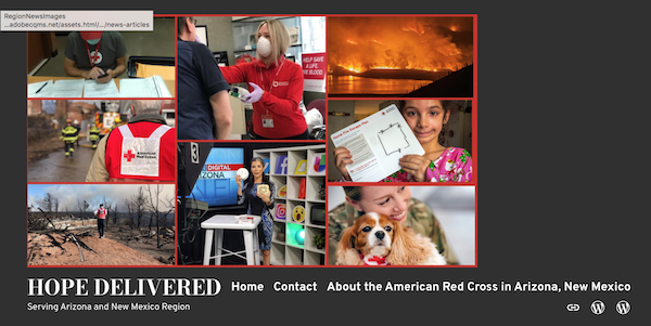 Snapshot of the home page of the Arizona and New Mexico Red Cross blog
