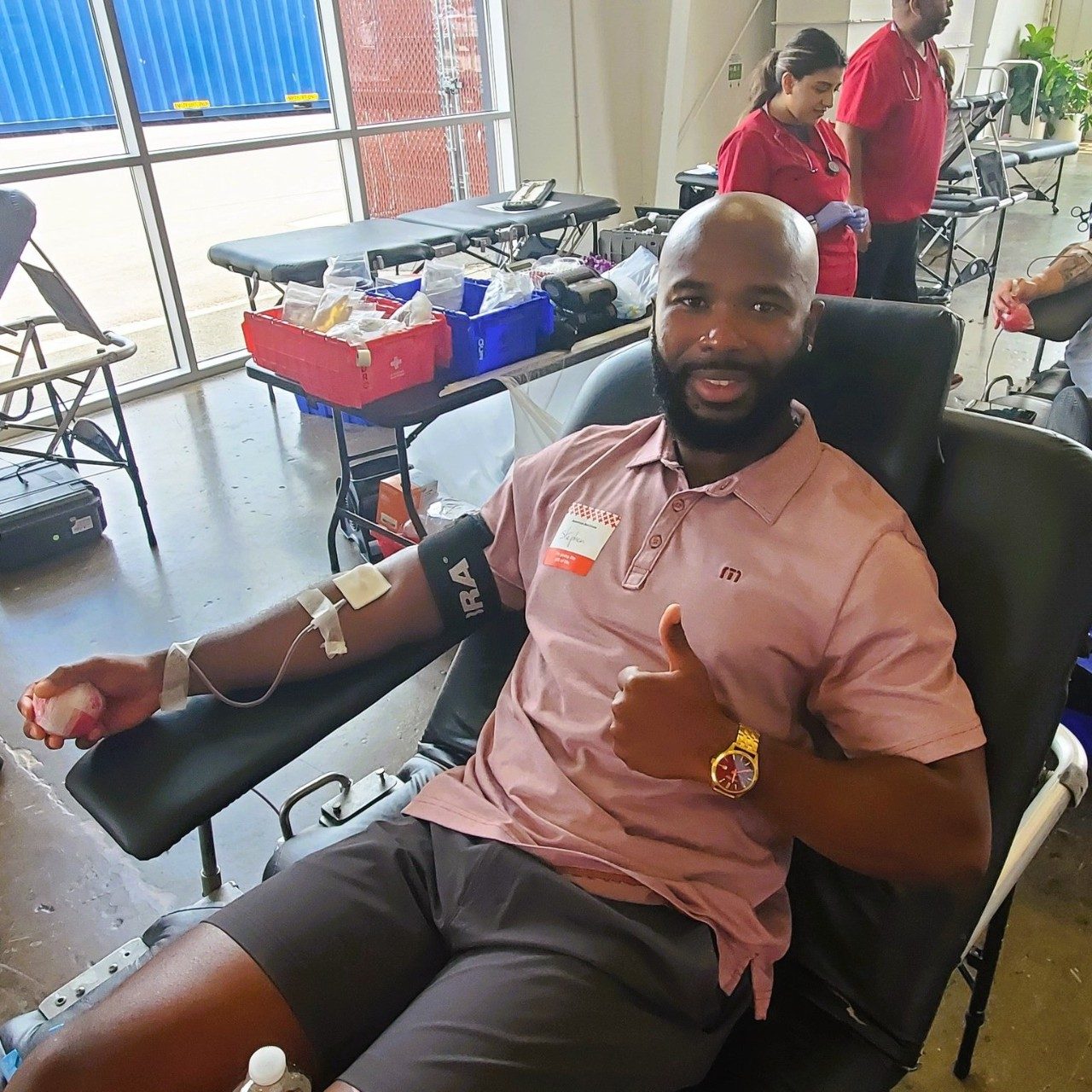 One Individual donating blood