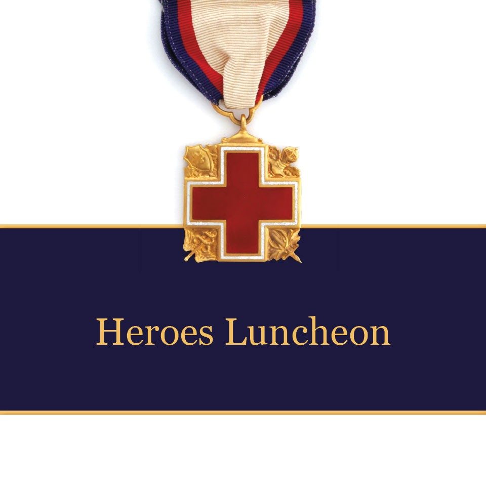 Heroes Luncheon banner with Red Cross Hero medal