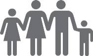 Icon of family of four holding hands