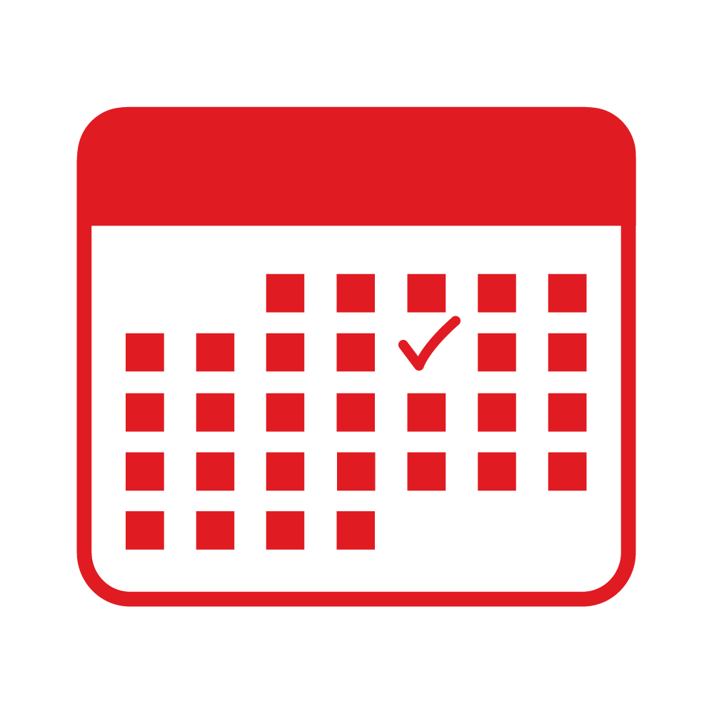 A calendar with a checkmark on a date