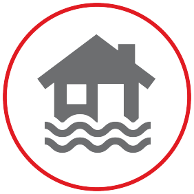 Home in flood icon