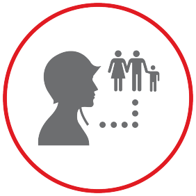 Silhouette of person in military helmet connected to their family