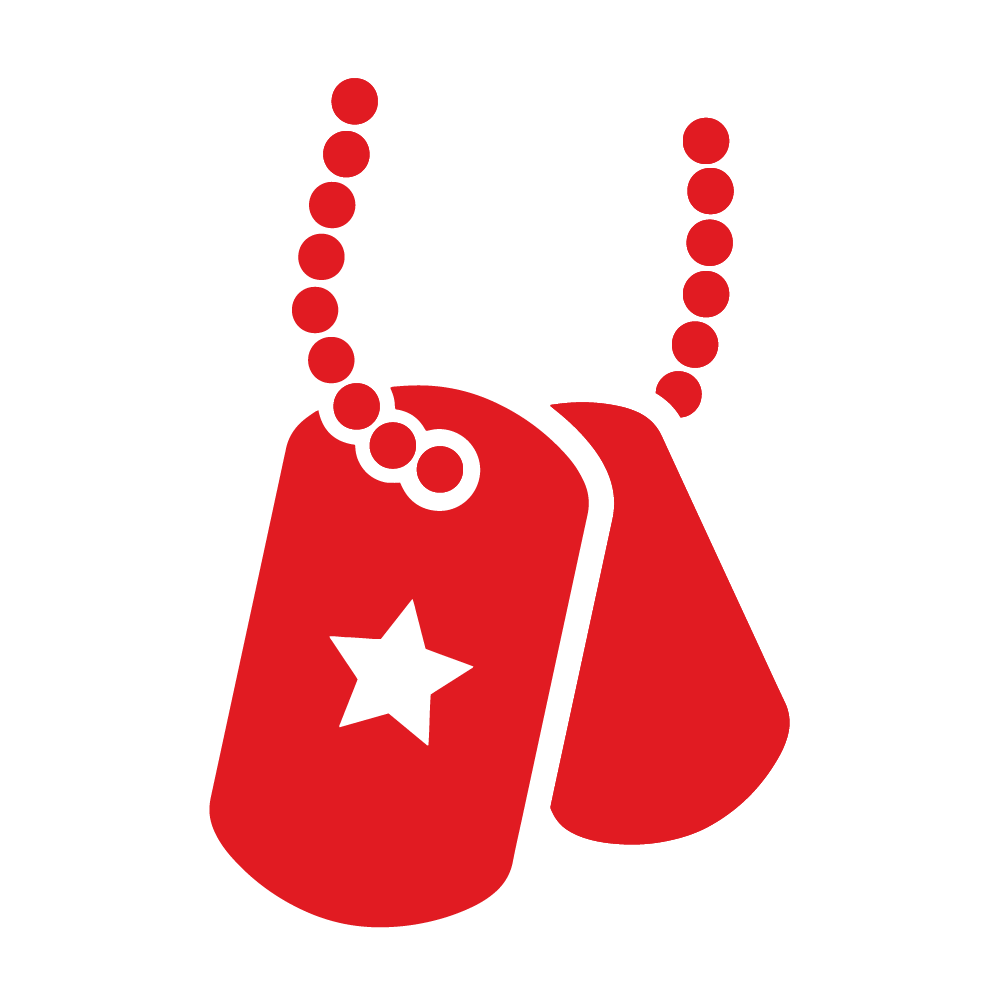 Illustration of red military dog tags.