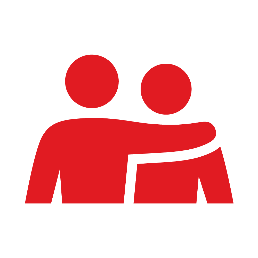 Person with arm around another person's shoulder icon