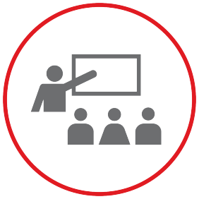 icon of presenter presenting to three people