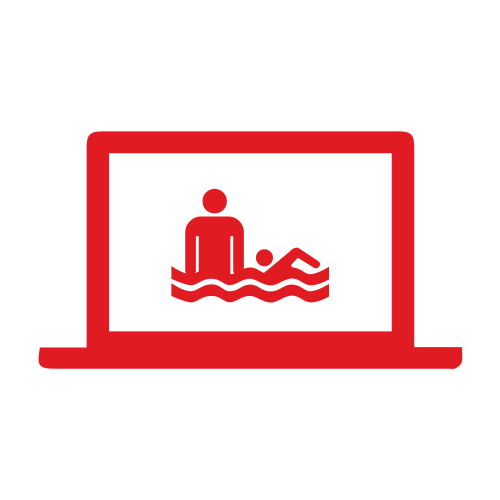 Icon of person helping another person swim