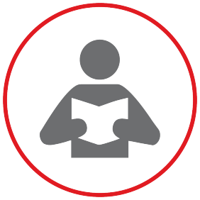 Person reading book icon