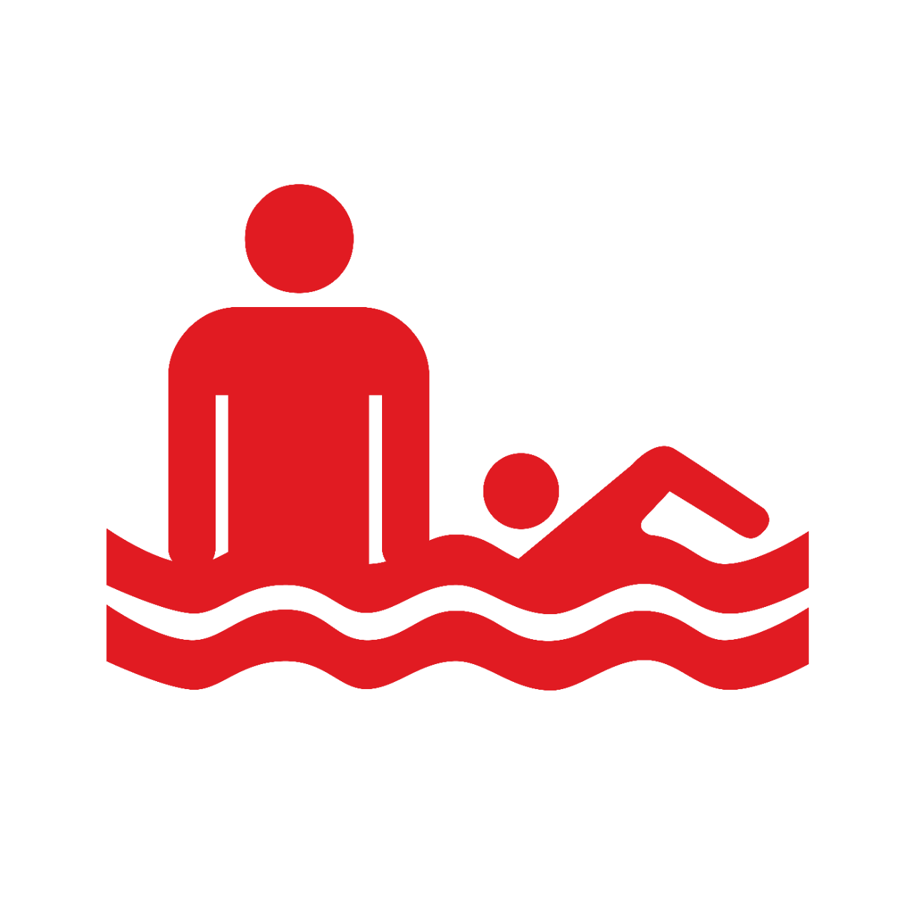 Person helping another person swim icon