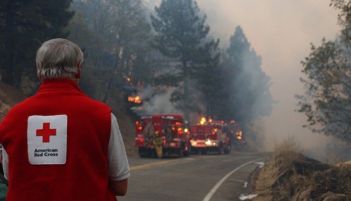volunteer at the scene of wildfire