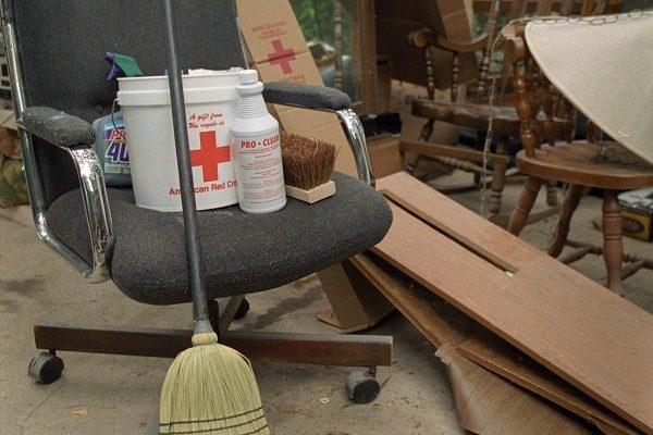 Cleaning supplies provided by the Red Cross