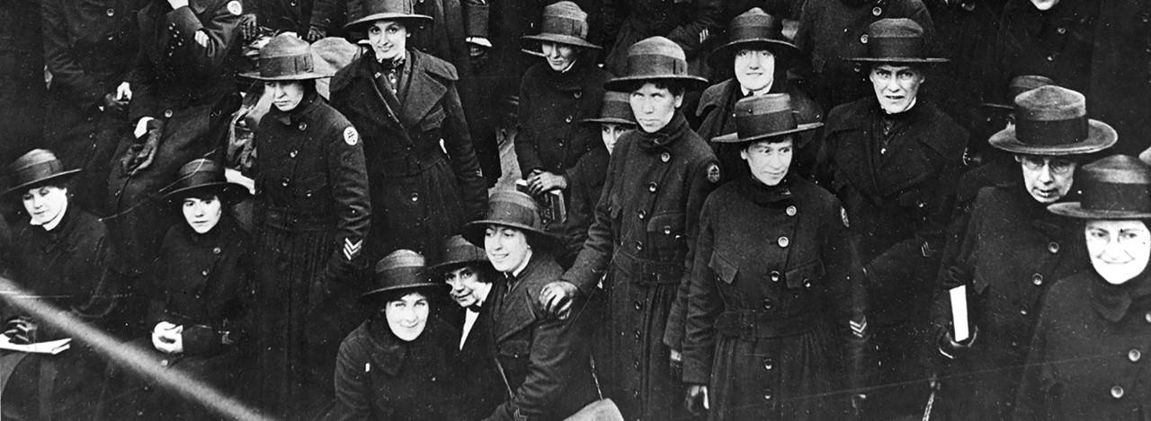 1917. France. A group of American Red Cross nurses who arrived on Transport Agamoman.