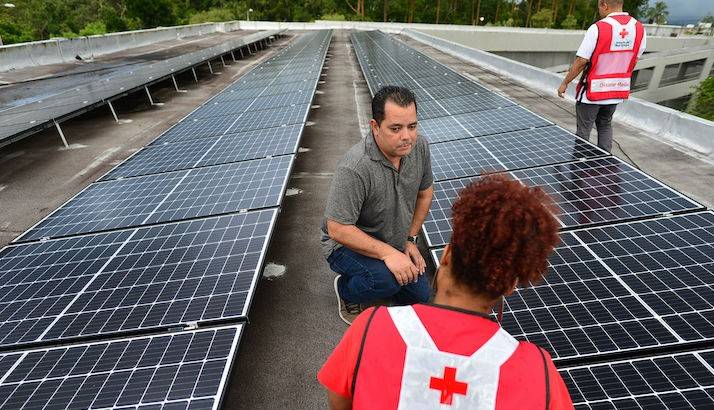 Teacher Ramón Arroyo from the Angelita Delgado Sella School in Lares, explains the benefits these solar panels.