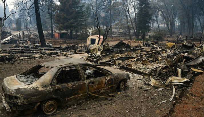 Wildfire devastation in California.