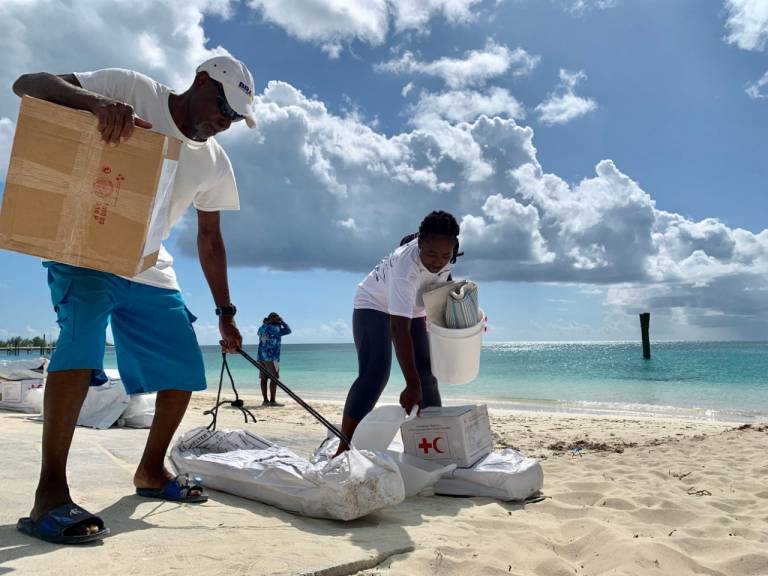 The Red Cross provided emeregency relief supplies to families affected by Hurricane Dorian.