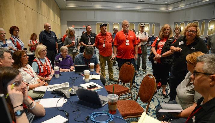 Red Cross senior staff make plans and coordinate to provide relief to people in the path of Hurricane Dorian.