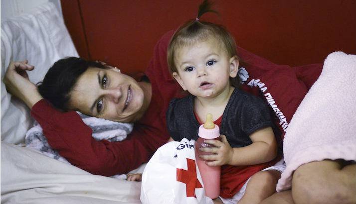 Kaila and her 1 year old Corah at a Red Cross shelter.