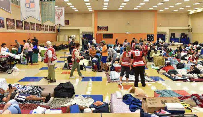 Description:American Red Cross shelter at Jorge Mas Canosa Middle School in Miami Dade. Elio Falcon, school principal, said "The Red Cross and the National Guard have been wonderful; all of our shelter residents feel safe here". Mr. Falcon estimates about 1,600 people stayed at the shelter overnight. September 9, 2017 - Miami, Florida
