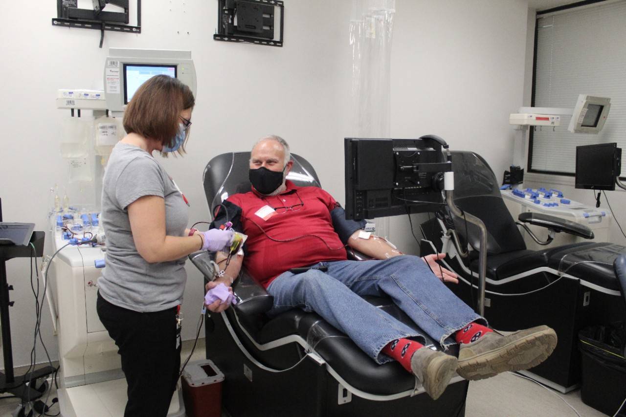 Volunteer donating blood