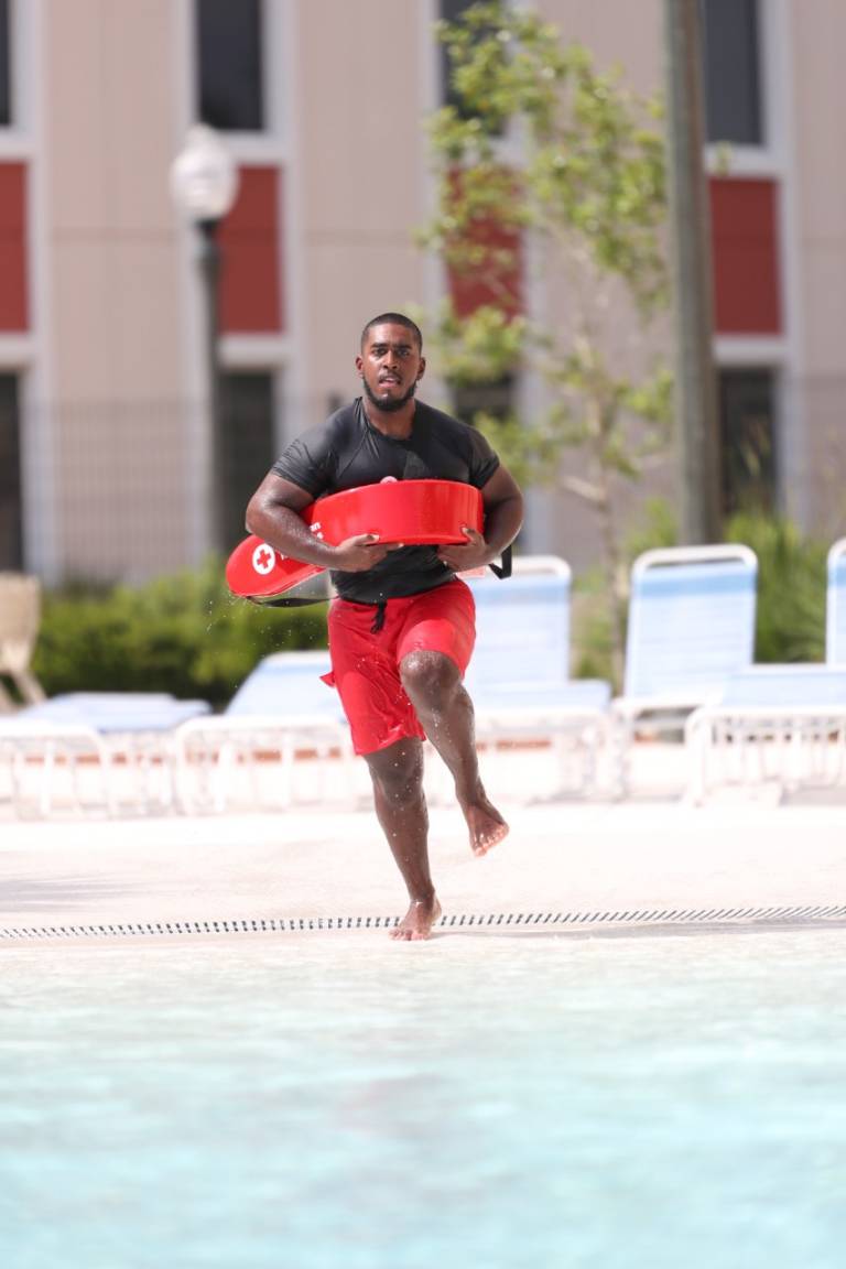 The American Red Cross Lifeguarding program trains lifeguards to act with speed and confidence in emergency situations both in and out of the water.