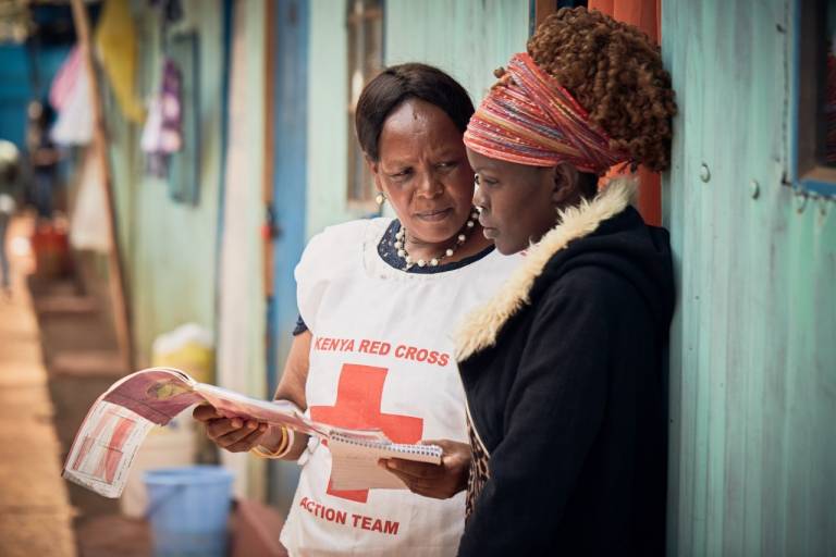 Kenya Red Cross volunteer goes door to door to help families