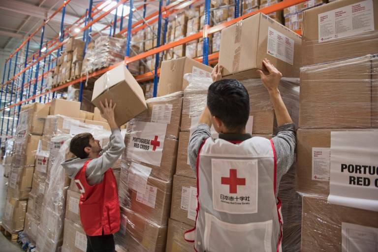 Moldova Red Cross team members are distributing aid in various parts of the countries to families who have fled Ukraine.