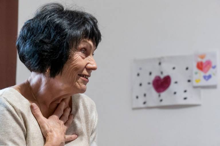 Liubov at Red Cross Shelter in Hungary