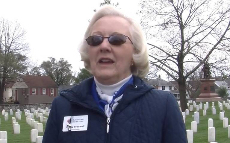 Red Cross volunteer Nancy Braswell visiting Arlington National