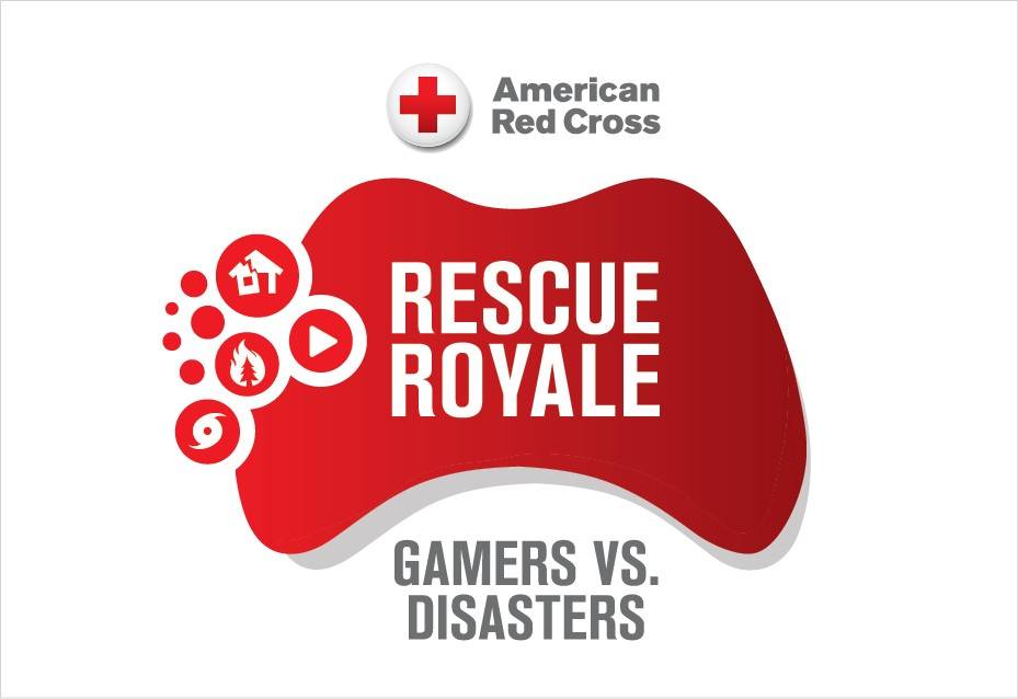 An illlatrated graphic that reads: Rescue Royale, gamers vs. disasters
