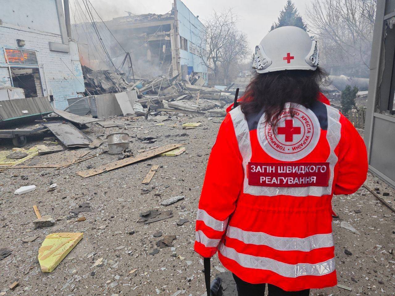 Ukrainian Red Cross Society responding after an attack