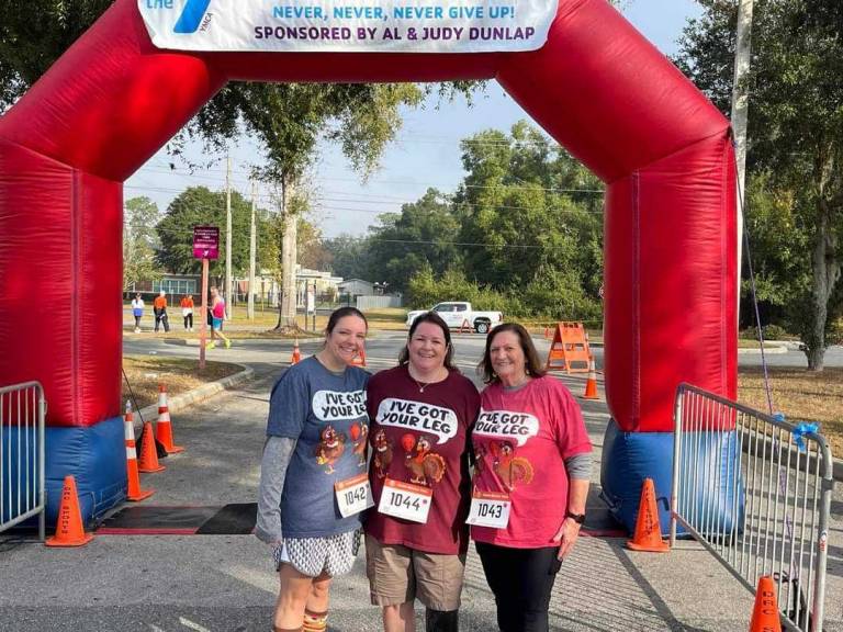 On Thanksgiving Day Tracy walked a 5K with her mother and sister at the one-year anniversary of her accident.