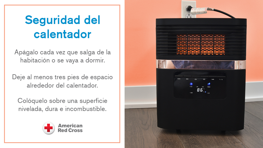 Seguridad del calentador: Apágalo cada vez que salgas de la habitación o te vayas a dormir. Deje a todos los equipos de calefacción al menos tres pies de espacio. Colóquelo sobre una superficie nivelada, dura y no inflamable.