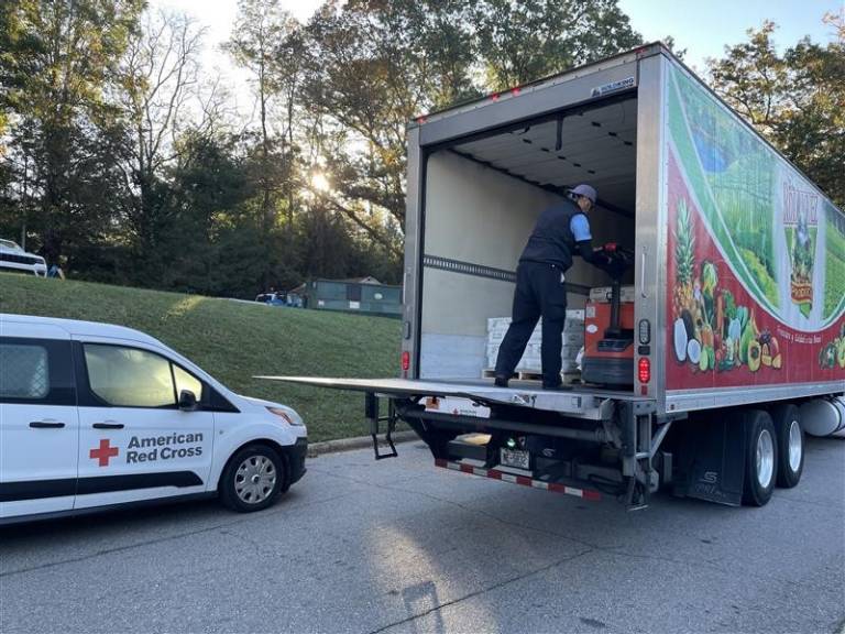 Photo of truck loaded with supplies to support communities affected by Hurricane Helene in North Carolina.