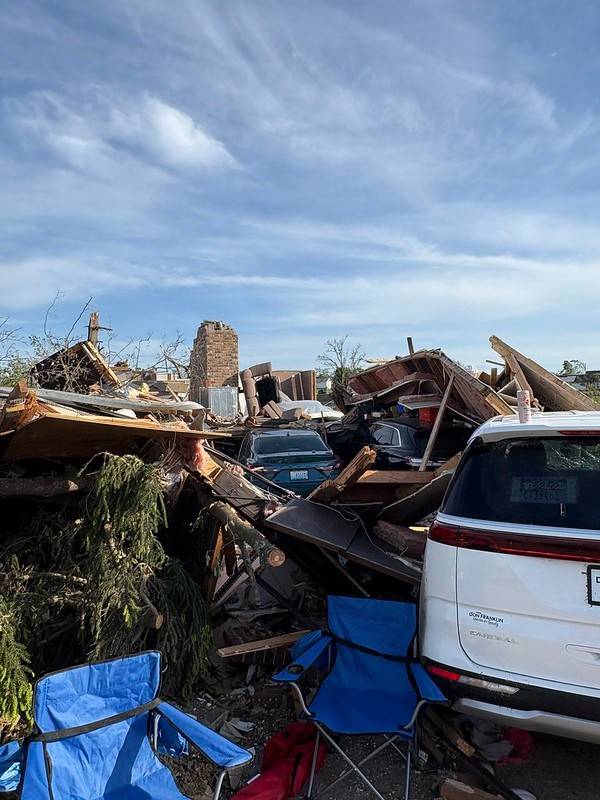 Debris fills neighborhood after tornado