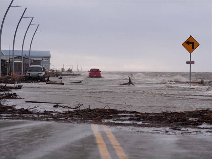 Flooded street after Typhoon Halong
