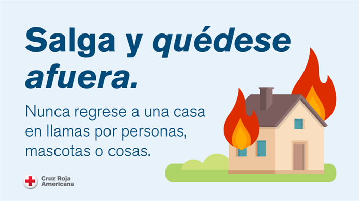 Imagen de advertencia: nunca regrese a un edificio en llamas después de haber salido al exterior.