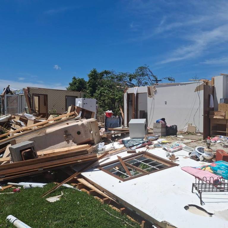 piles of debris from a tornado